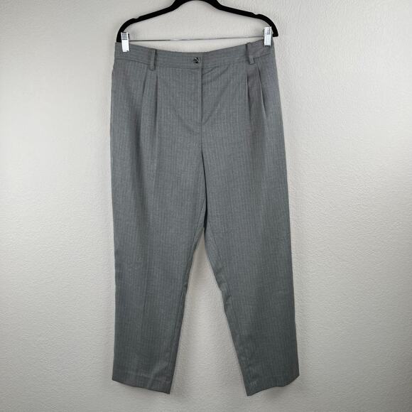 Calvin Klein Gray Pinstripe Straight-Leg High Rise Cropped Trouser Pants 14 NWT - Picture 13 of 14